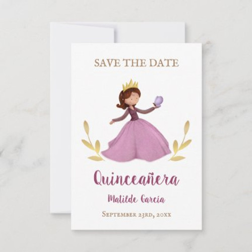 Cute princess with butterfly quinceanera Save the Date
