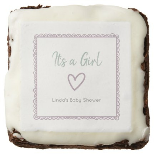 Modern Minimalist Mint Gender Neutral Baby Shower Brownie