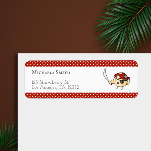 Cute Bird Captain Pirate Themed Personalized Return Address Label