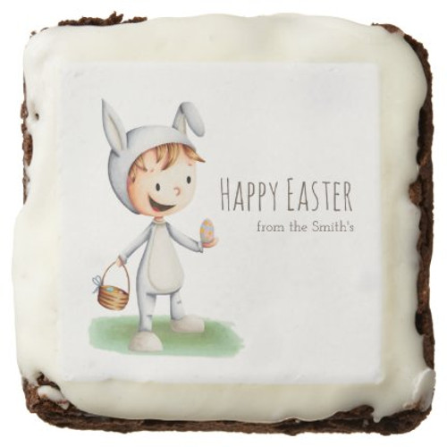 Cute Kid in Egg Hunt Personalized Easter Brownie