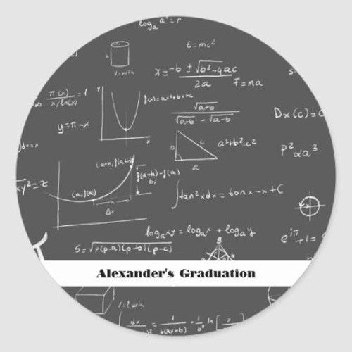 Mathematics personalized graduation Classic Round Sticker