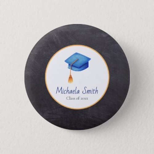 Black and Blue High School Graduation Personalized button