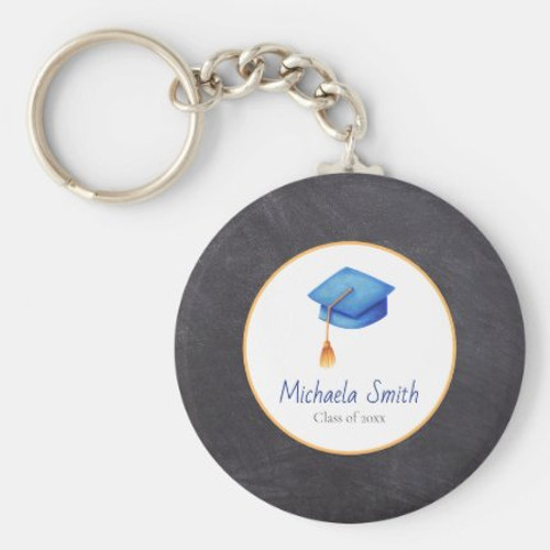 Minimalist Blue High School Graduation Keychain