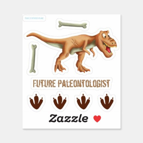 Future Paleontologist T-Rex Dinosaur Bones Tracks Sticker