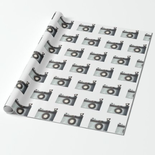 Gray Simple Patterned Photography Camera Wrapping Paper