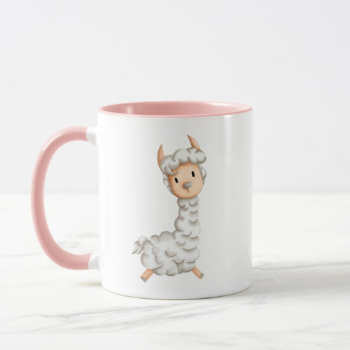 Pink Girly Llama Drawing Mug