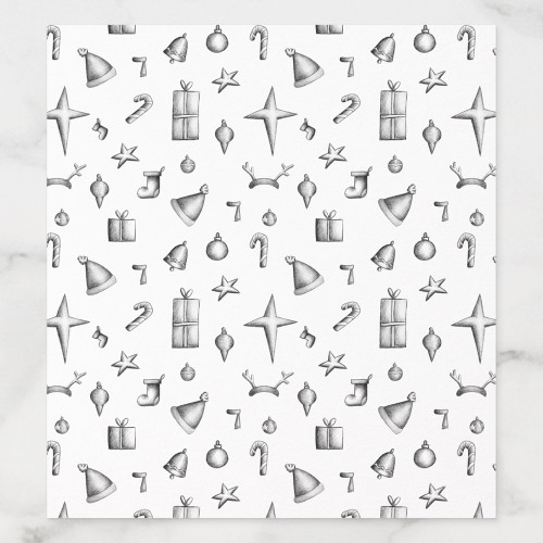 Black and white Holiday illustrated pattern sketch Envelope Liner