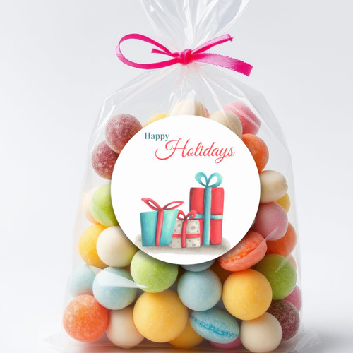 Happy holidays stickers with presents for business