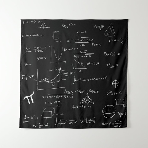 Handwritten Math Formulas and Equations Black Tapestry
