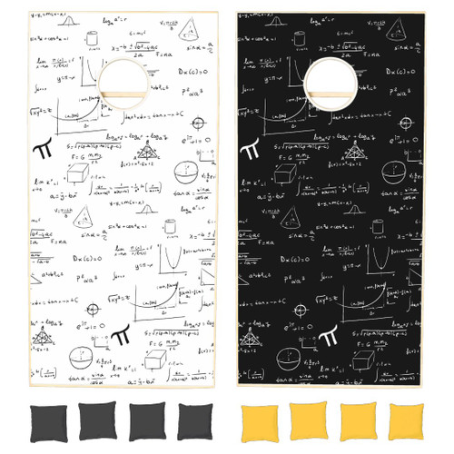 Black White Math Formulas Mathematics Handwritten Cornhole Set