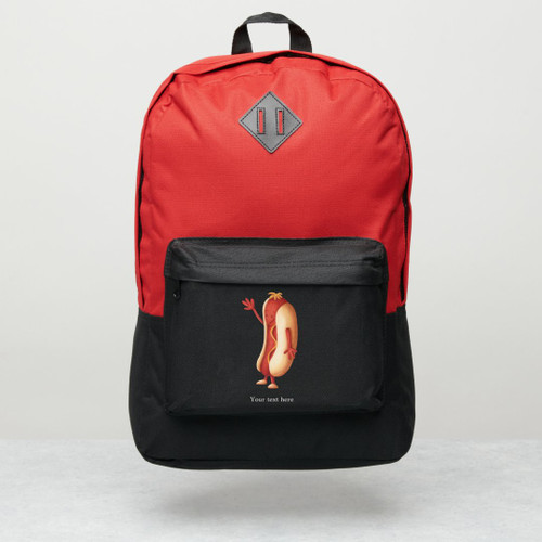 Funny Hot Dog with Mustard Waving Personalized Port Authority® Backpack