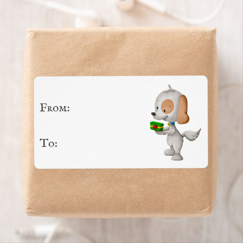 Cute Dog Christmas To From Sticker