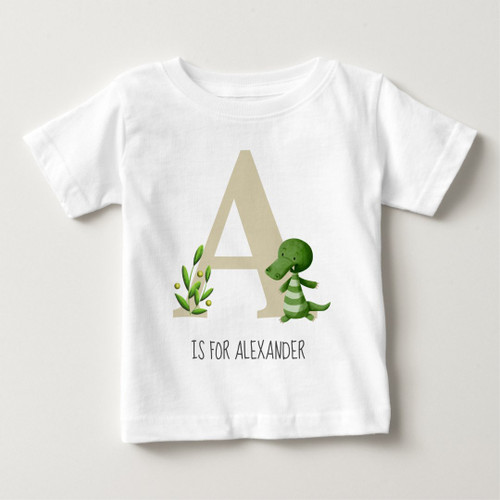 Cute Monogram Alligator Baby Baby T-Shirt