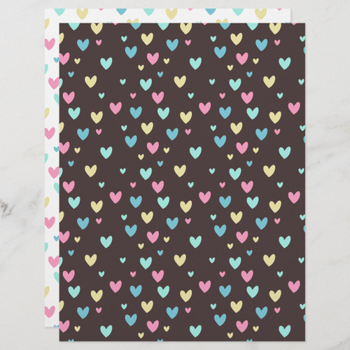 Colorful Pastel Hearts all over Scrapbook Paper