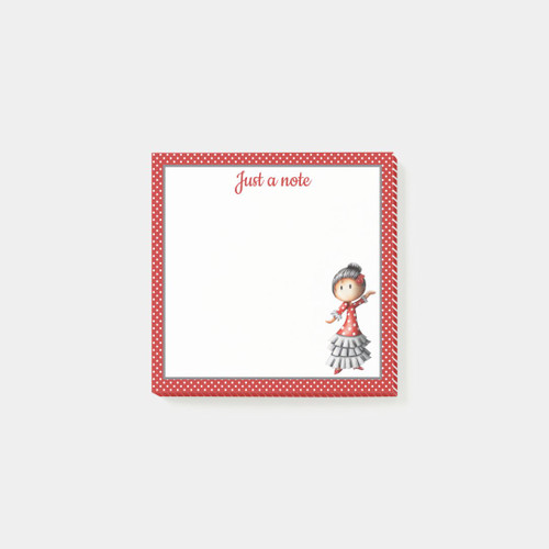 Red Spanish Sevillana Flamenco Dancer Personalized Post-it Notes