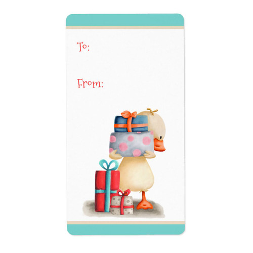 Cute Duck Presents To From Christmas Label