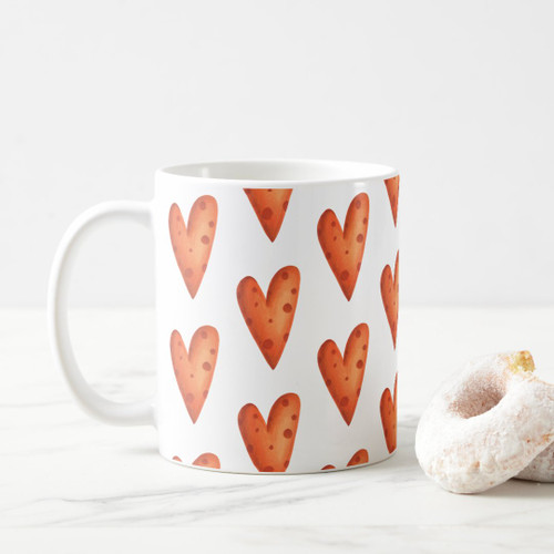 Orange Hearts Pattern Coffee Mug