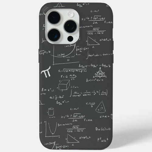 Black Chalkboard Math Equations Formulas Graphics iPhone 15 Case