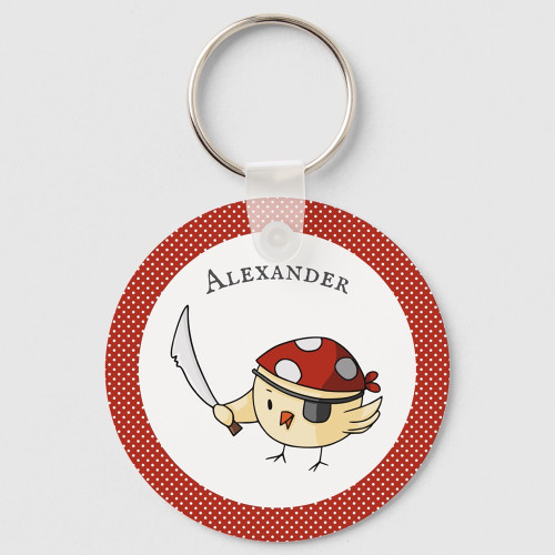 Bird Captain Pirate Themed Personalized Keychain