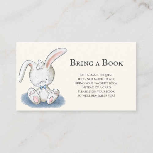 Bunny Rabbit with Blue Bow Tie Bring a Book Enclosure Card