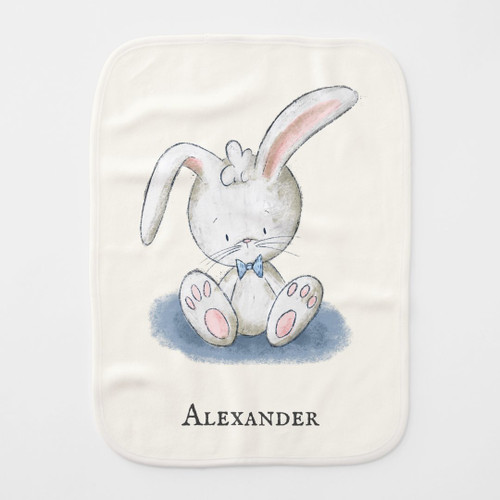 Cute Simple Baby Bunny Rabbit with Bow Tie baby burp cloth