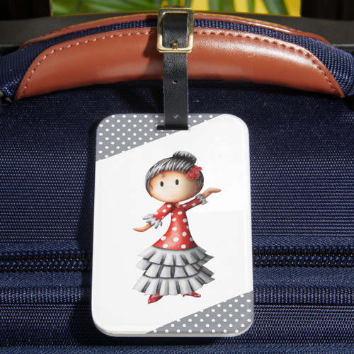 Cute Flamenco Sevillana Dancer Luggage Tag