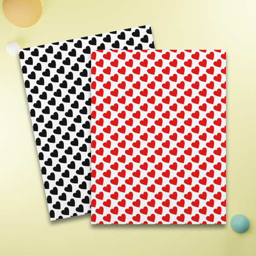 Red and Black Heart Love Patterned Scrapbook Paper