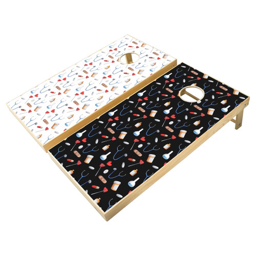 Simple Doctor Nurse Medicine Tools Pattern Cornhole Set