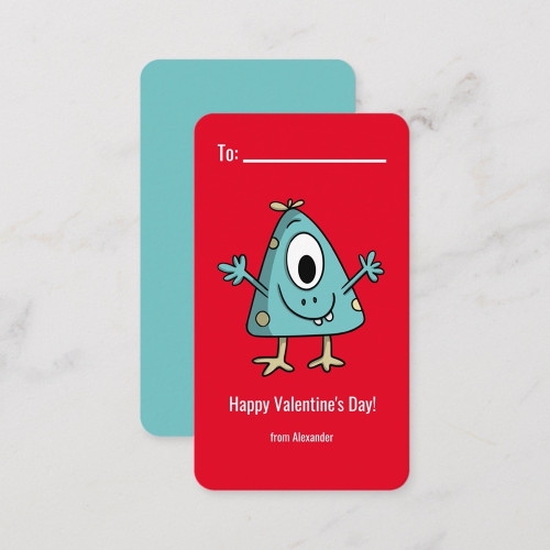 Cute Monster Happy Valentine's Day Classroom To Note Card