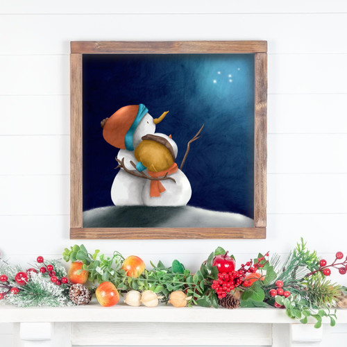 Cute Whimsical Snowman Couple Winter Poster