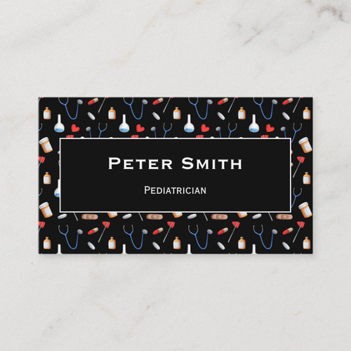 Simple Doctor Equipment Pattern Business Card