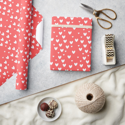 Elegant Red White Hearts Valentine's Day Wrapping Paper