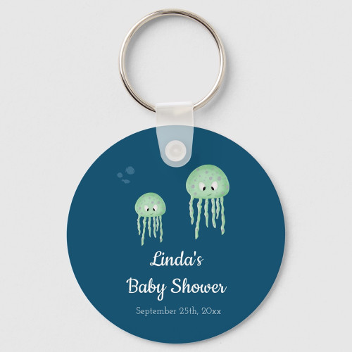 Blue Under the Sea Jellyfish Baby Shower keychain