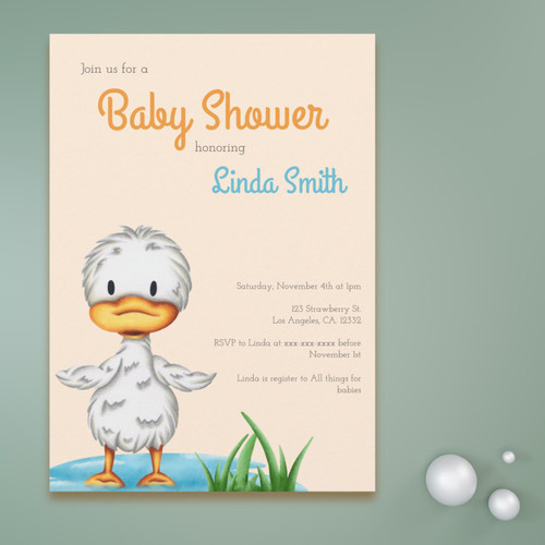 Cute Duck Gender Neutral Baby Shower Invitation