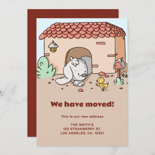 Cute We Have Moved Dog House Moving Announcement