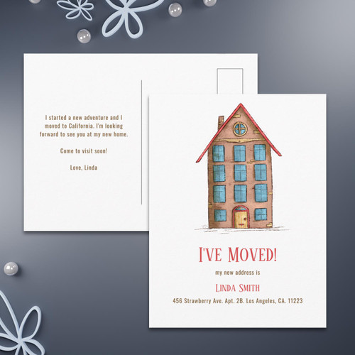 Modern Apartment Building Moving Announcement Postcard