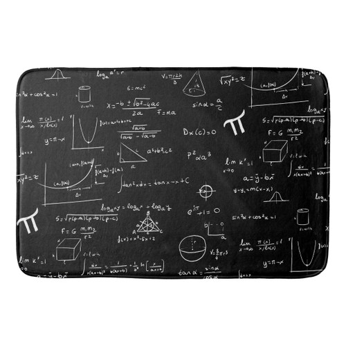 Modern Black and White Math Pattern Bath Mat
