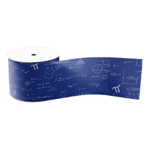 Navy Blue Math Formulas Grosgrain Ribbon