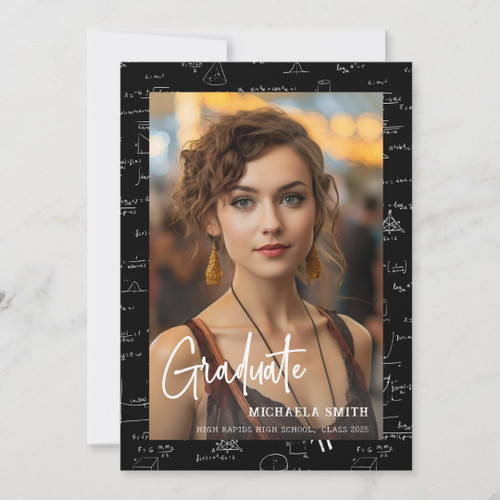 Modern Math Script Photo Graduation Announcement