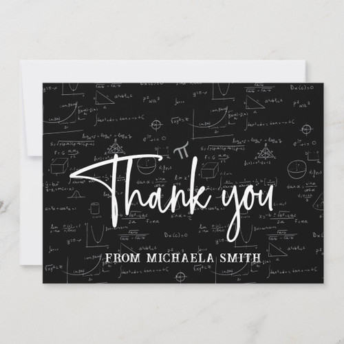 Elegant Typography Mathematics Formulas Graduation Thank You Card
