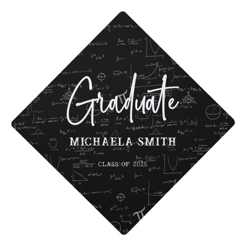 Black Graduate Script Math Graduation Graduation Cap Topper