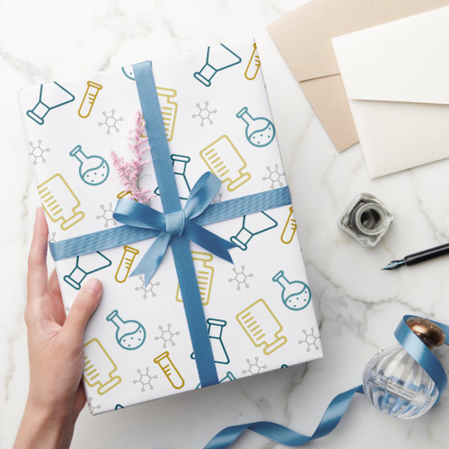 Wrapping paper for scientist with lab materials