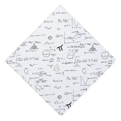 Simple Black White Math Formulas Equations Graduation Cap Topper