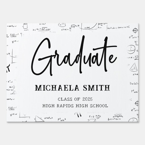 Simple Black White Script Math Graduation Sign