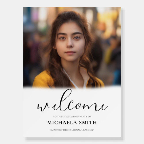 Modern Script Simple Photo Graduation Welcome Foam Board