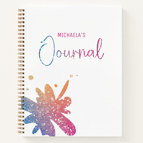 Cute Journal Glitter Splatter Notebook