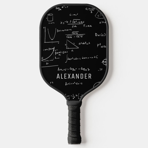 Black White Mathematics Equations Personalized Pickleball Paddle