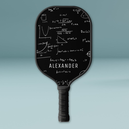 Black White Mathematics Equations Personalized Pickleball Paddle