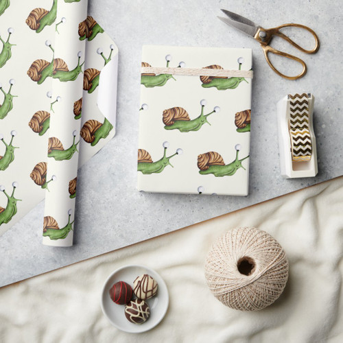 Cute Pastel Yellow Snail Pattern Wrapping Paper