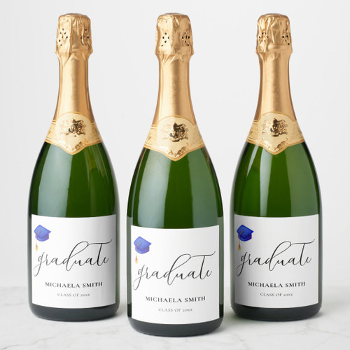 Modern Graduation Script Class of 2025 Sparkling Wine Label
